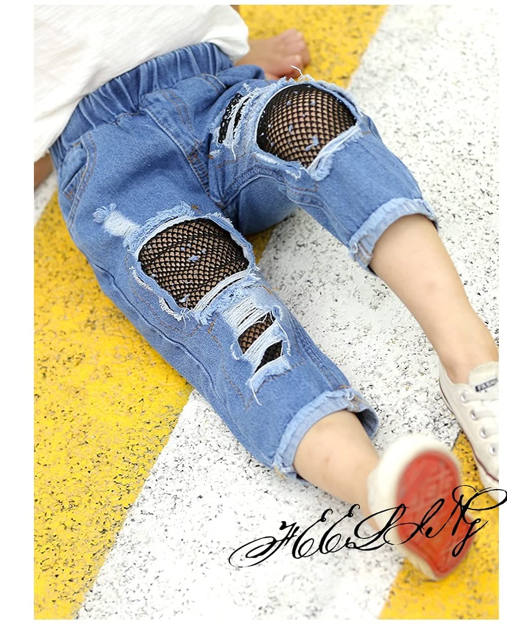 DENIMDUNGAREE パンツ ダメージジーンズ ライトブルー 150cm